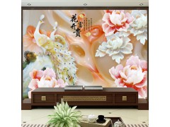 3D立體玉雕墻紙無縫壁畫墻布現(xiàn)代中式臥室客廳簡約電視背景墻壁紙圖2