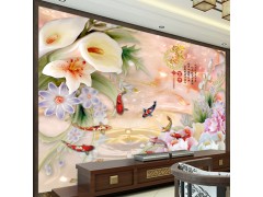 3D立體玉雕墻紙無縫壁畫墻布現(xiàn)代中式臥室客廳簡約電視背景墻壁紙圖3