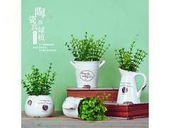 鄉(xiāng)村田園陶瓷杯小盆栽仿真花植物盆景家居店鋪?zhàn)烂婢G植裝飾擺件圖3