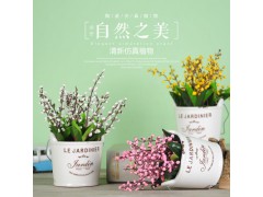 歐式做舊瓷杯綠植小盆栽仿真花植物盆景家居客廳店鋪?zhàn)烂嫜b飾擺件圖3