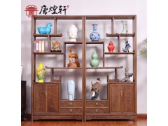 紅木家具雞翅木博古架多寶閣實(shí)木茶葉架仿古中式古董架隔斷圖1