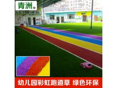 仿真草坪幼兒園彩虹草 環(huán)保阻燃跑道草人工草坪圖1
