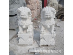 石雕獅子 漢白玉石獅子 工藝品石獅子擺件 石獅子鎮(zhèn)宅辟邪擺件圖1