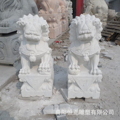 石雕獅子 漢白玉石獅子 工藝品石獅子擺件 石獅子鎮(zhèn)宅辟邪擺件
